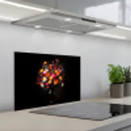 Kleurrijk - Boeket - Vaas - Donkerbruin keuken achterwand spatscherm klein -3d_schuin