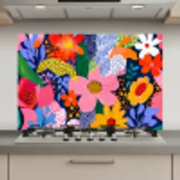 Kleurrijk - Bloemen - Abstract - Stippen keuken achterwand spatscherm klein -3d_website