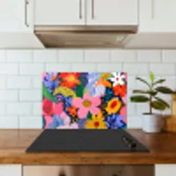 Kleurrijk - Bloemen - Abstract - Stippen keuken achterwand spatscherm klein -sfeer2