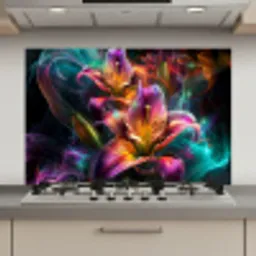 Kleurrijk - Bloemen - Zwart keuken achterwand spatscherm klein -3d_website