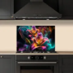 Kleurrijk - Bloemen - Zwart keuken achterwand spatscherm klein -sfeer1