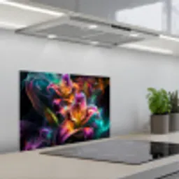 Kleurrijk - Bloemen - Zwart keuken achterwand spatscherm klein -3d_schuin