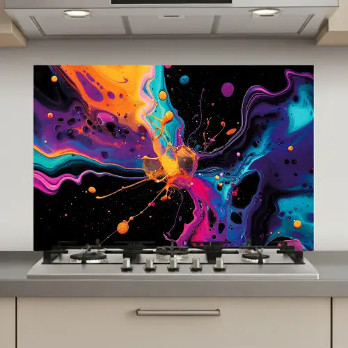 Kleurrijk - Verf - Zwart keuken achterwand spatscherm klein -3d_website