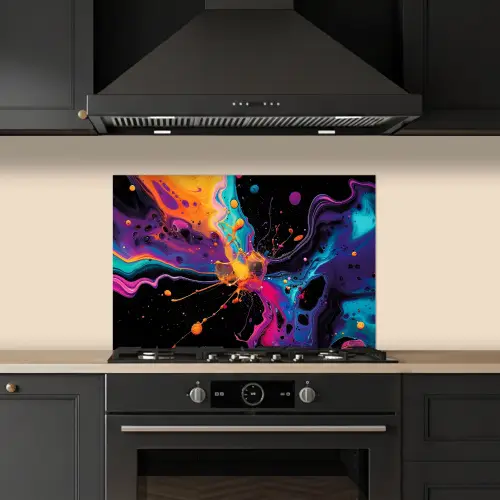 Kleurrijk - Verf - Zwart keuken achterwand spatscherm klein -sfeer1