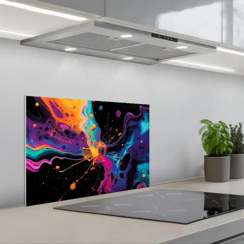 Kleurrijk - Verf - Zwart keuken achterwand spatscherm klein -3d_schuin