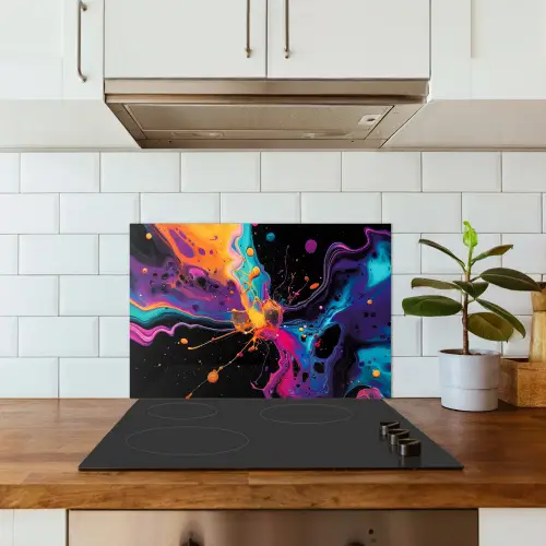 Kleurrijk - Verf - Zwart keuken achterwand spatscherm klein -sfeer2