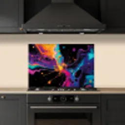 Kleurrijk - Verf - Zwart keuken achterwand spatscherm klein -sfeer1
