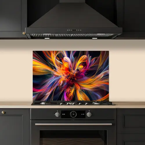 Kleurrijk - Patroon - Zwart - Kleuren keuken achterwand spatscherm klein -sfeer1