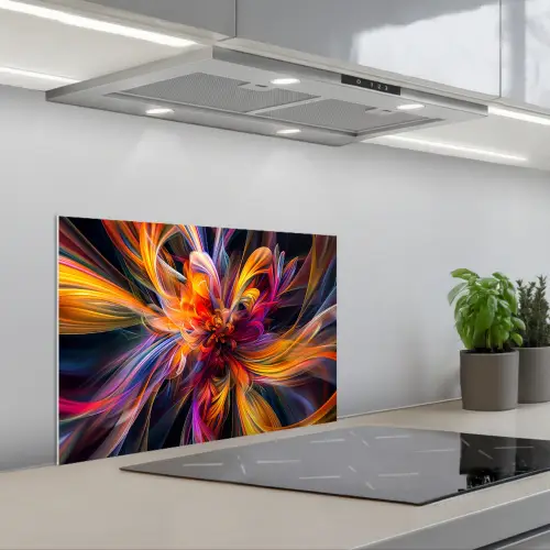 Kleurrijk - Patroon - Zwart - Kleuren keuken achterwand spatscherm klein -3d_schuin