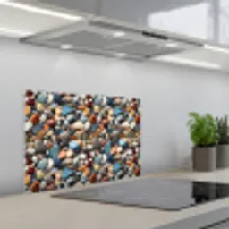 Kleuren - Strepen - Kiezels keuken achterwand spatscherm klein 900 -3d_schuin