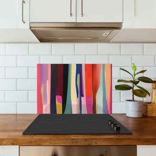 Kleurbanen - Verticaal - Kleurrijk keuken achterwand spatscherm klein -sfeer2