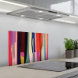 Kleurbanen - Verticaal - Kleurrijk keuken achterwand spatscherm klein -3d_schuin