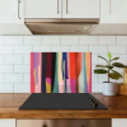 Kleurbanen - Verticaal - Kleurrijk keuken achterwand spatscherm klein -sfeer2