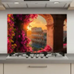 Colosseum - Rome - Roze Bloemen keuken achterwand spatscherm klein -3d_website