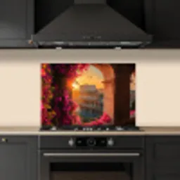 Colosseum - Rome - Roze Bloemen keuken achterwand spatscherm klein -sfeer1