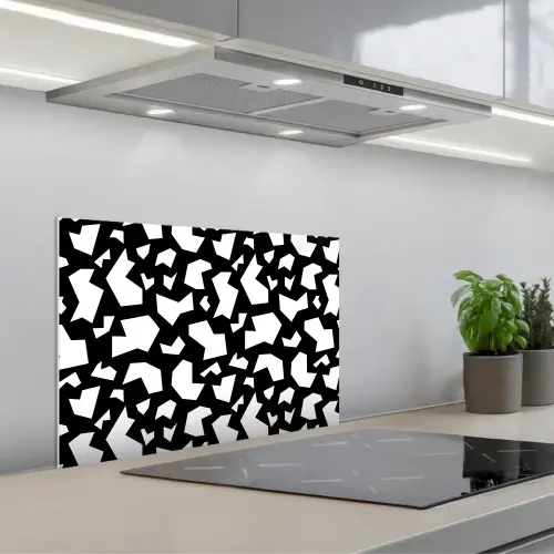 Contrast - Zwart - Wit keuken achterwand spatscherm klein 900 -3d_schuin