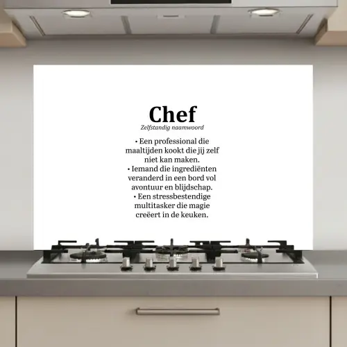 Kok - Definitie - Chef - Koken - Keuken - Spreuken - Woordenboek keuken achterwand spatscherm klein -3d_website