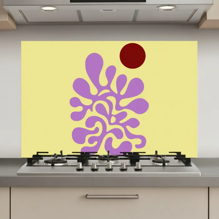 Koraal - Cirkel - Abstract - Geel keuken achterwand spatscherm klein -3d_website