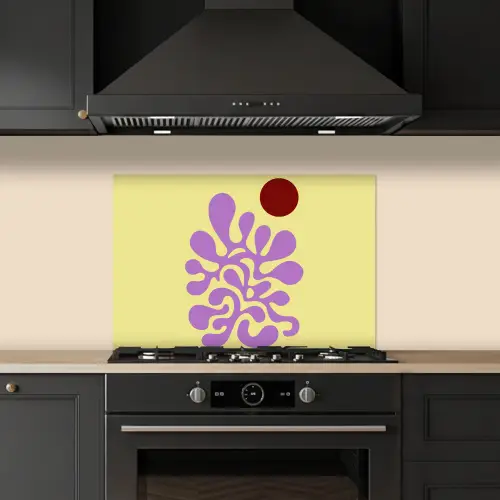 Koraal - Cirkel - Abstract - Geel keuken achterwand spatscherm klein -sfeer1