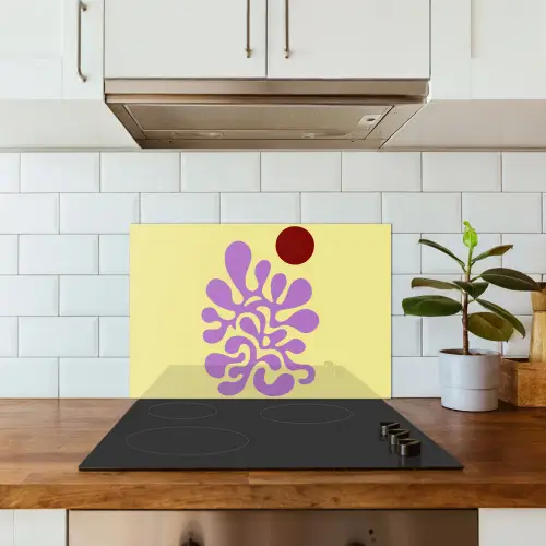Koraal - Cirkel - Abstract - Geel keuken achterwand spatscherm klein -sfeer2