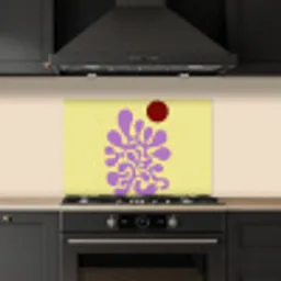 Koraal - Cirkel - Abstract - Geel keuken achterwand spatscherm klein -sfeer1