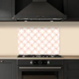 Koraalkleur - Vlechtmotief - Wit keuken achterwand spatscherm klein 900 -sfeer1