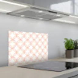 Koraalkleur - Vlechtmotief - Wit keuken achterwand spatscherm klein 900 -3d_schuin