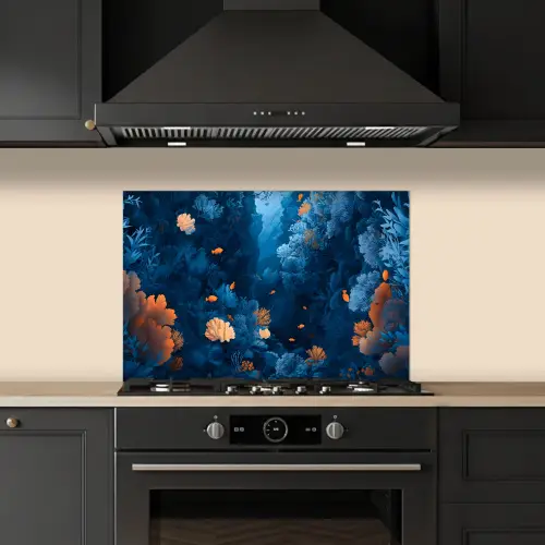 Koraalrif - Vissen - Oceaan - Blauw keuken achterwand spatscherm klein -sfeer1