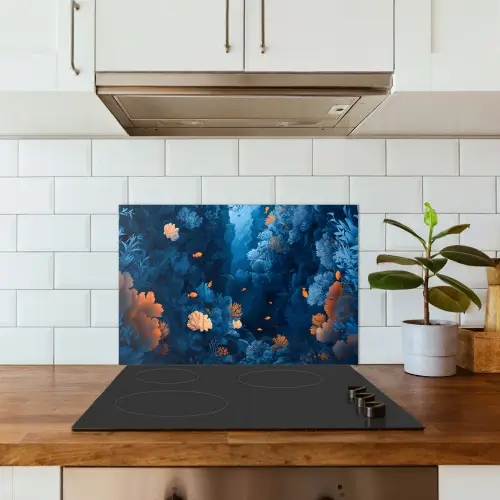 Koraalrif - Vissen - Oceaan - Blauw keuken achterwand spatscherm klein -sfeer2