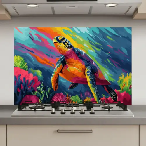 Koraal - Schildpad - Abstract - Water keuken achterwand spatscherm klein -3d_website