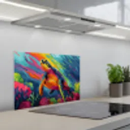 Koraal - Schildpad - Abstract - Water keuken achterwand spatscherm klein -3d_schuin