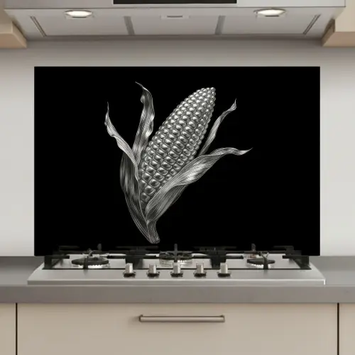 Maïskolf - Glanzend metaal - Elegant keuken achterwand spatscherm klein -3d_website