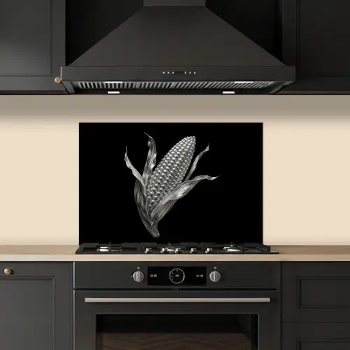 Maïskolf - Glanzend metaal - Elegant keuken achterwand spatscherm klein -sfeer1