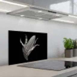 Maïskolf - Glanzend metaal - Elegant keuken achterwand spatscherm klein -3d_schuin