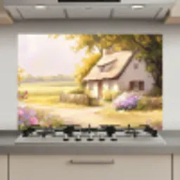 Huisje - Hout - Bloemen keuken achterwand spatscherm klein -3d_website