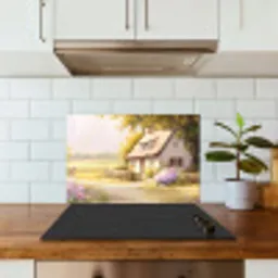 Huisje - Hout - Bloemen keuken achterwand spatscherm klein -sfeer2