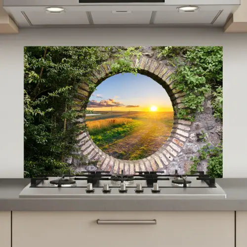 Platteland - Doorkijk - Zon keuken achterwand spatscherm klein -3d_website