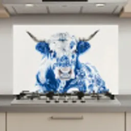 Koe - Delfts blauw - Bloemen - Kunst keuken achterwand spatscherm klein -3d_website