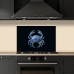 Krab - Delfts blauw - Dieren keuken achterwand spatscherm klein -sfeer1