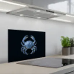 Krab - Delfts blauw - Dieren keuken achterwand spatscherm klein -3d_schuin