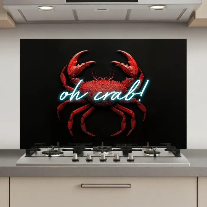 Krab - Rood - Neon - Quote keuken achterwand spatscherm klein -3d_website
