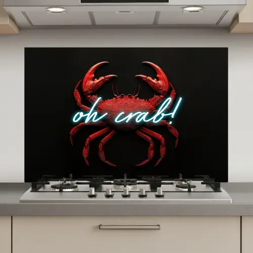 Krab - Rood - Neon - Quote keuken achterwand spatscherm klein -3d_website