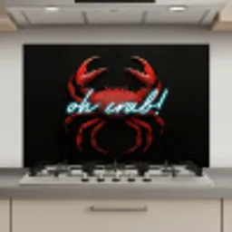 Krab - Rood - Neon - Quote keuken achterwand spatscherm klein -3d_website