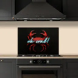 Krab - Rood - Neon - Quote keuken achterwand spatscherm klein -sfeer1