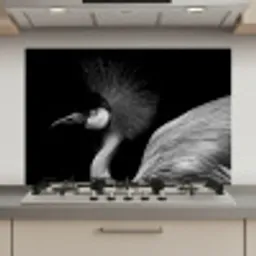 Kraanvogel - Zwart - Wit - Vogel - Dieren keuken achterwand spatscherm klein -3d_website