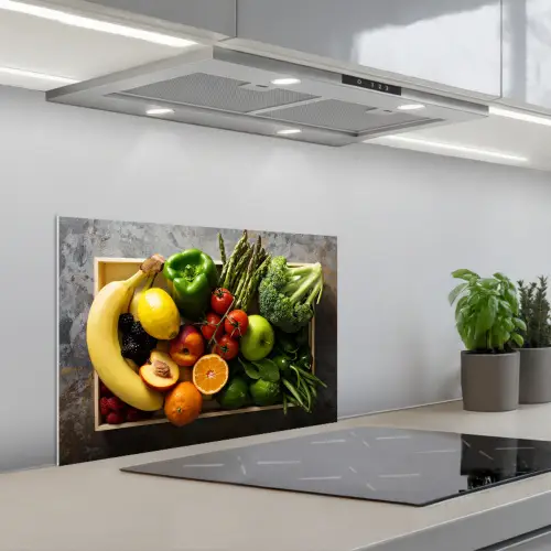 Krat - Fruit - Regenboog keuken achterwand spatscherm klein -3d_schuin