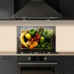 Krat - Fruit - Regenboog keuken achterwand spatscherm klein -sfeer1