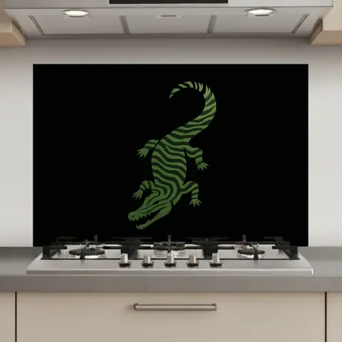 Krokodil - Groen - Tijgerachtig - Strepen keuken achterwand spatscherm klein -3d_website