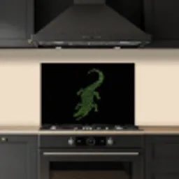 Krokodil - Groen - Tijgerachtig - Strepen keuken achterwand spatscherm klein -sfeer1