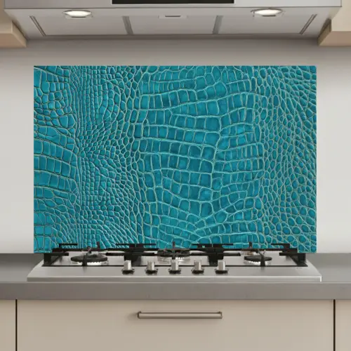 Krokodillenleertextuur - Blauw - Exotisch keuken achterwand spatscherm klein -3d_website